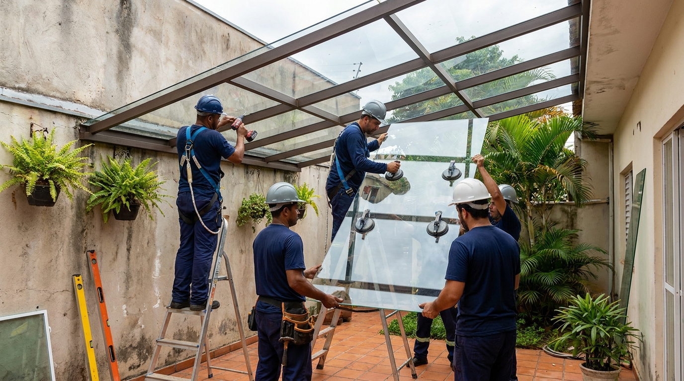Instalação de cobertura de vidro em Curitiba-PR