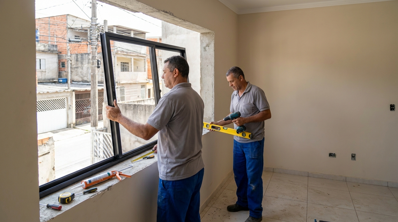 Esquadria de alumínio com vista para rua em Curitiba-PR